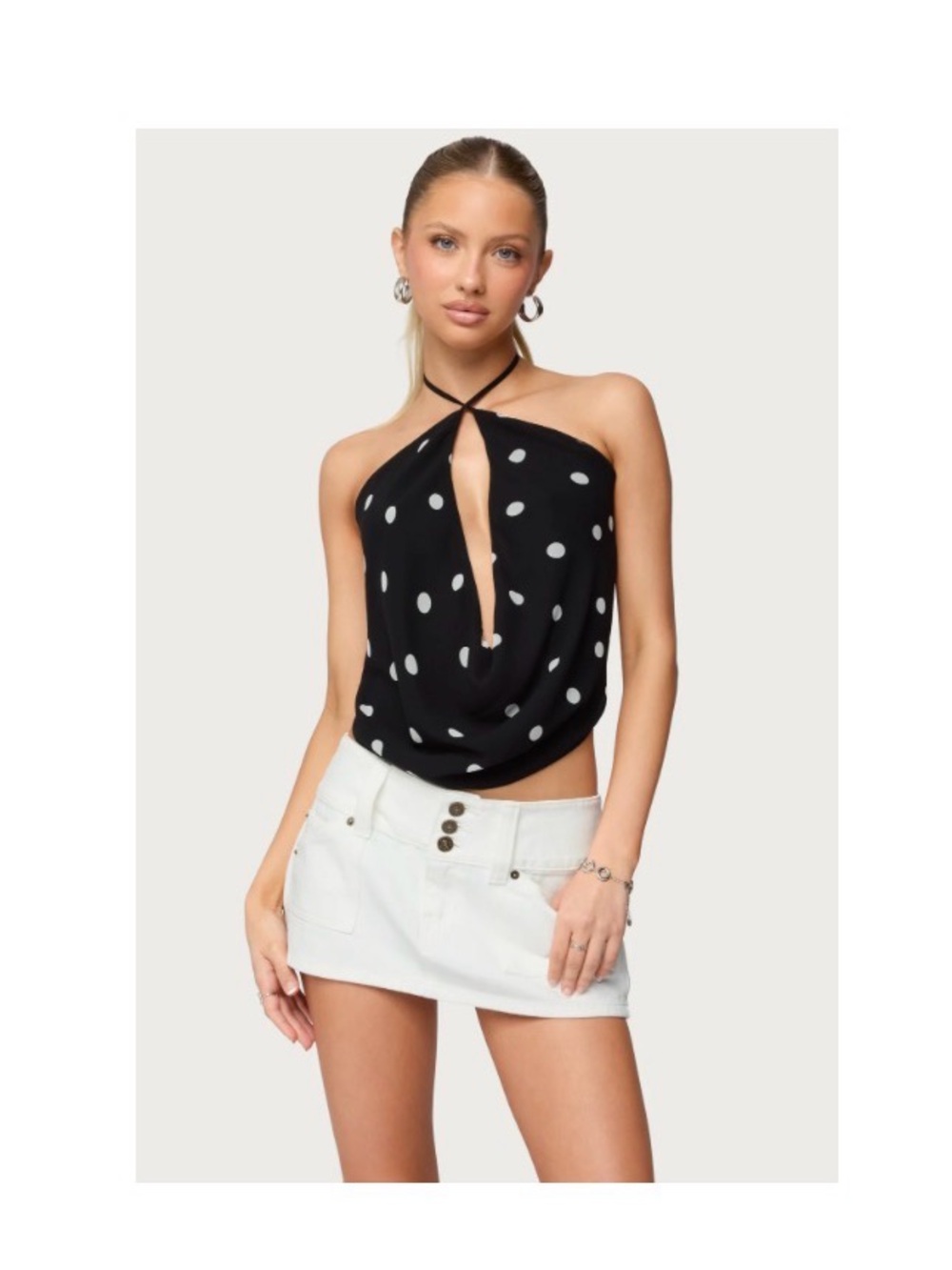 Edikted Black Polka Dot Halter Top - Women's Stylish Summer Top